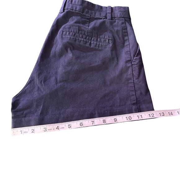 H&M Chino Shorts Women's Navy Blue Cotton Classic Zip Fly Slant Pockets Size 6 - Picture 7 of 8